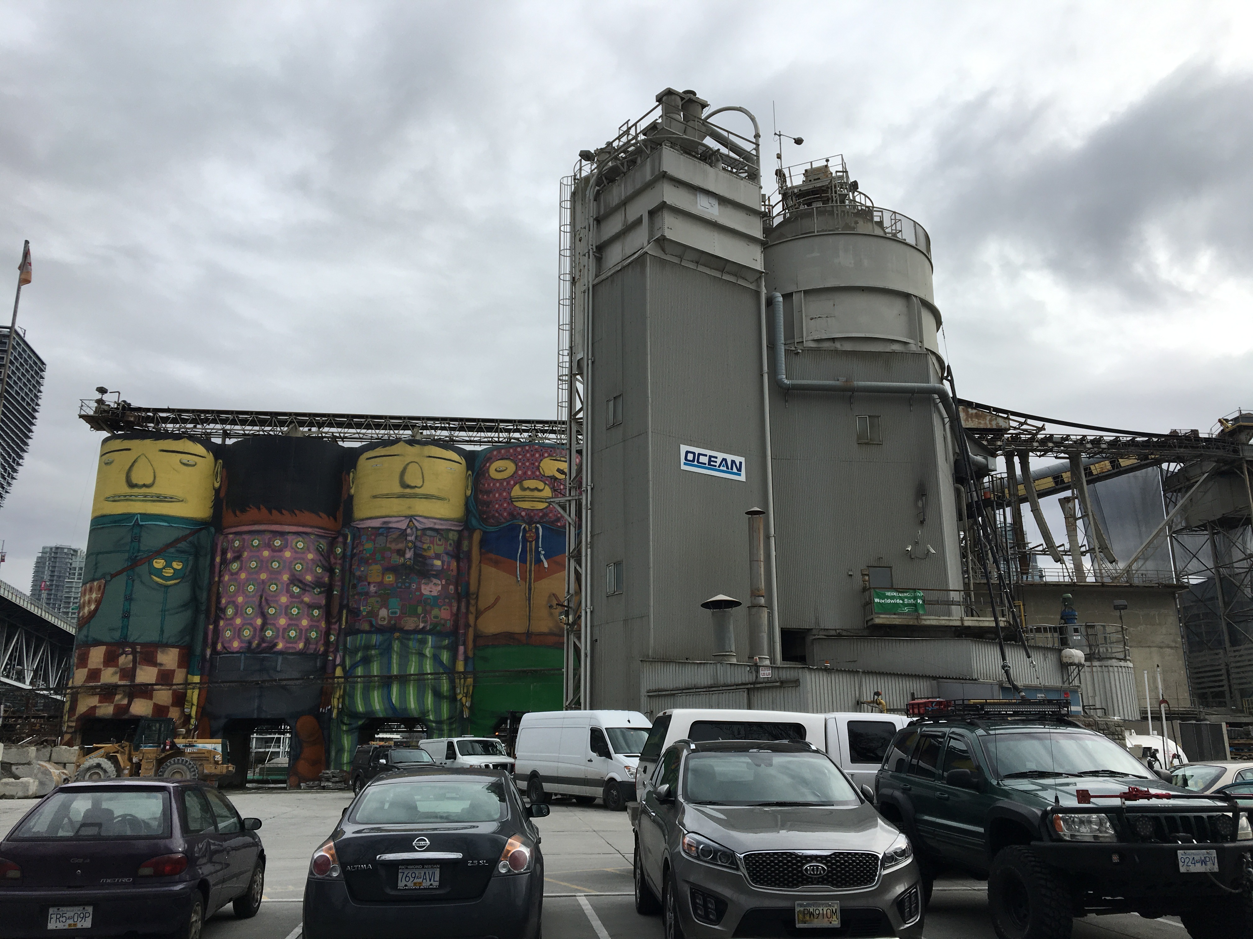 Concrete silos on Granville Island.